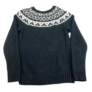 Vintage Polo Ralph Lauren Sweater Women XL Fair Isle Black White Heavy‎ Cotton